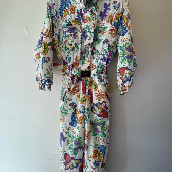COLMAR White and Multicolor paisley flower one piece snowsuit - Picture 1 of 11